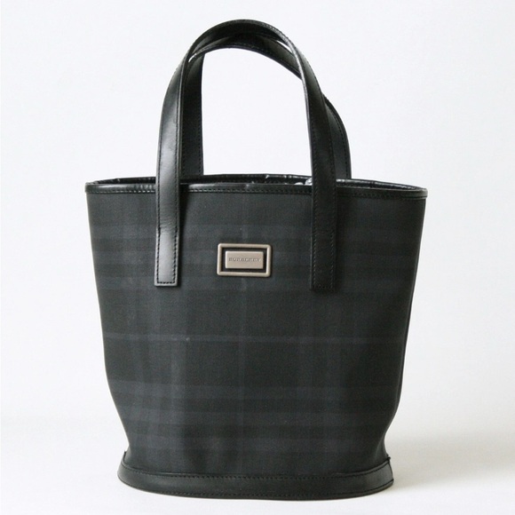 Burberry London Italy Black Check Canvas Mini Bucket bag - Picture 1 of 12